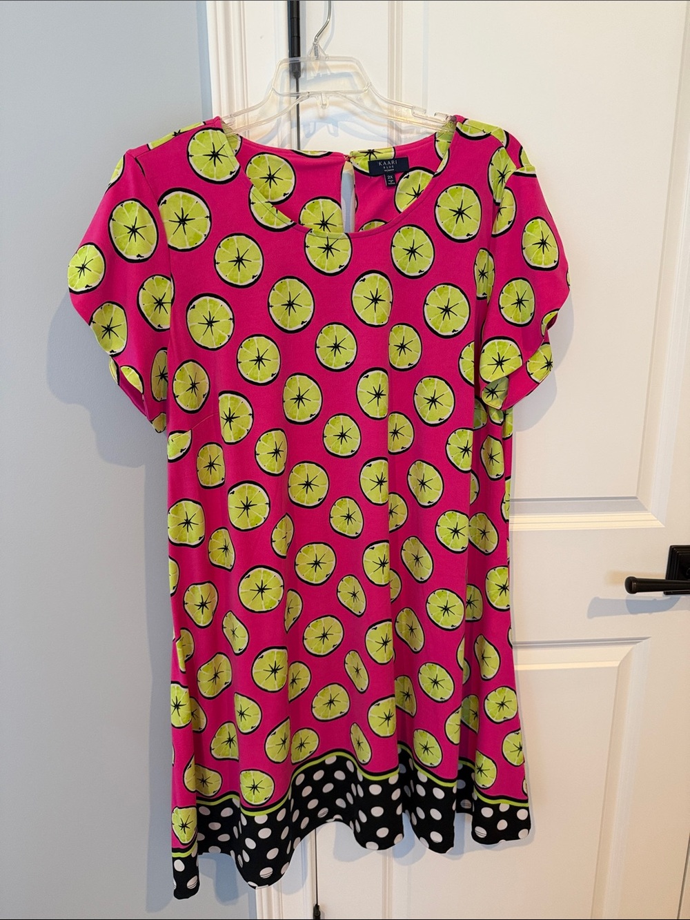 Kaari Blue Pink Dress with Lime Green Citrus Print